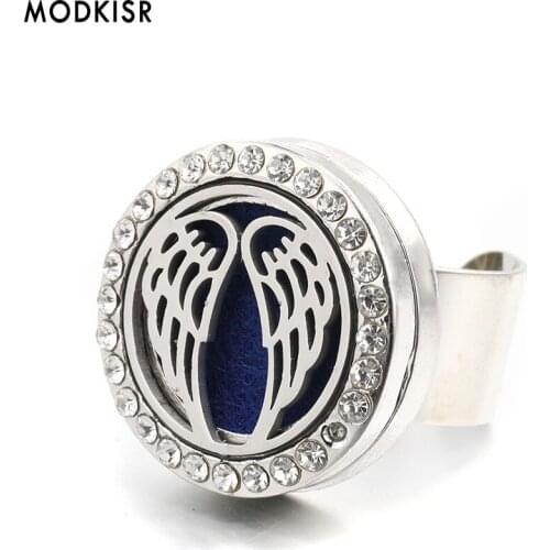 MODKISR Wholesale Stainless Steel Heart LOVE Aromatherapy Essential Oil Diffuser Women Rings Jewelry Wild Trendy Female Ring