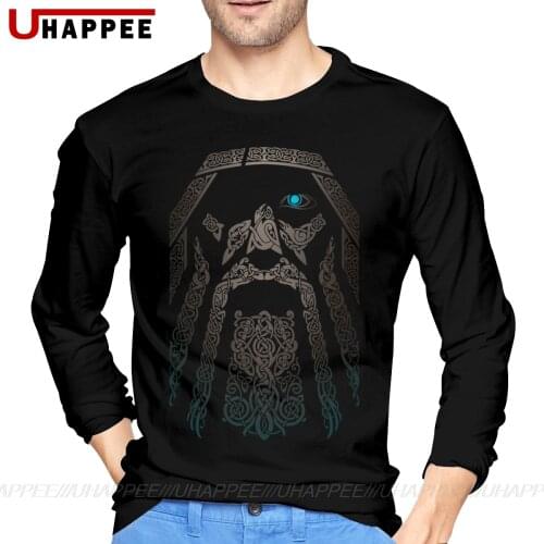 Mens Vikings Valhalla Odin Autumn Printing Graphic Long Sleeve Plus Size Undershirt Rock Style T-shirts Men Promotion