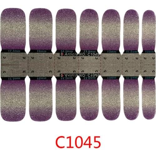 Lamemoria 16/14tips Glitter Gradient Color Nail Stickers Nail Wraps Full Cover Sticker DIY Self-Adhesive Nail Art Decoration