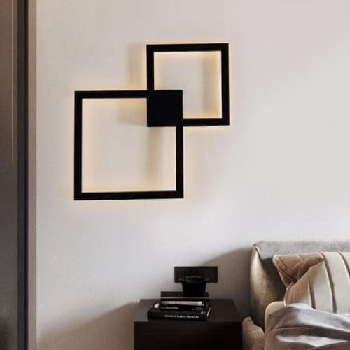 Nordic LED Wall Lamp Square Living Bedroom Bedside Lighting Modern Sconce Creative Geometric Aisle Decorative Minimalist Lights