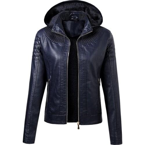 2020 New Female Design Autumn Winter PU Leather Jacket Faux Soft Leather Coat Slim Stand Collar Zipper Motorcycle Womens Jacket