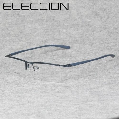 ELECCION High Quality Titanium Half Frame for Mens Glasses Myopia Eyeglasses on Optical Prescription Eyewear Frame