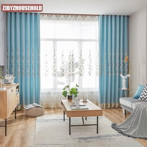 Single Side Cashmere Wool Embroidery Shade Curtains for Living Dining Room Bedroom