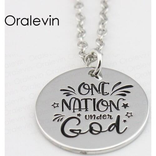 ONE NATION UNDER GOD Pendant Charms Necklace Gift Jewelry 10Pcs/Lot #LN554