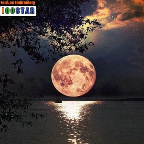 Full round Diamond art 3D DIY Diamond Painting Cross Stitch scenery diamond Embroidery night picture Mosaic paste Painting moon