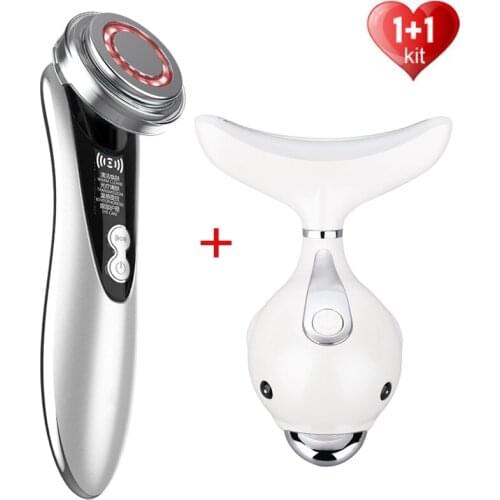 RF&EMS lifting Beauty LED Photon Face Skin +3 Colors Led Facial Neck Massager Lifting Tool Photon Heating Wrinkle Removal