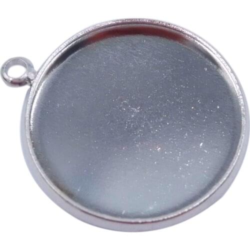 Rhodium Plated 1000piece 10mm 12mm 14mm 16mm 18mm 20mm 25mm Round Bezel Cabochon Setting Charm Pendant Blanks Pendant Trays PT18