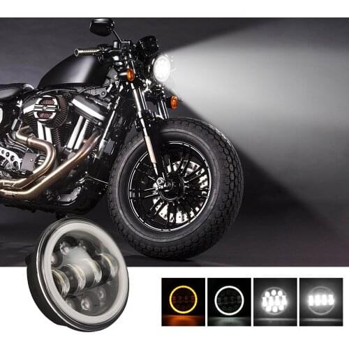 5.75 inch Angel Eye LED Headlight 6000K Hi/Lo Beam Halo Headlamp with Amber DRL for HARLEY David-son motorbike headlamp