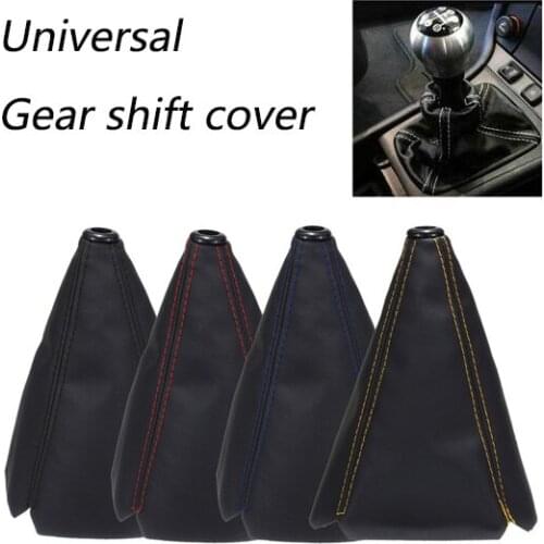 Universal Car Gear Shift Cover PU Leather Carbon Fiber 16mm Auto Car Manual Stick Shifter Knob Gear Shift Boot Cover