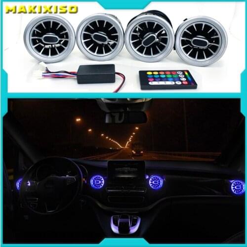 LED Air Outlet 64 Colors For Mercedes Benz V Class W447 Vito V250 Interior Front Console Air Condition AC Vent Turbo Style