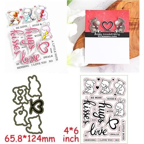 Sending Hugs&Kisses To You Die Cut+Clear Stamp A Little Note About Love Die Cuts And Stamps For Card Making 2020