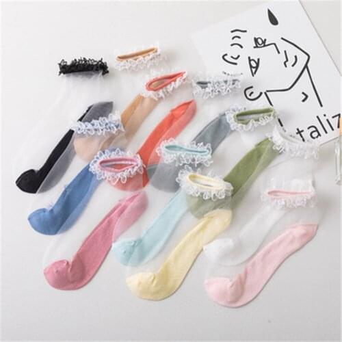 Japanese socks thin Kassi lace lace boat socks crystal Glass Silk Socks HY002