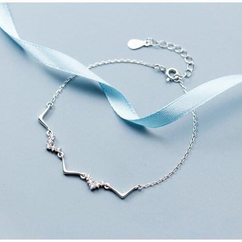 MloveAcc 925 Sterling Silver Bracelet for Women with Wave Shape Genuine 925 Silver Charm Bracelets Party Jewelry