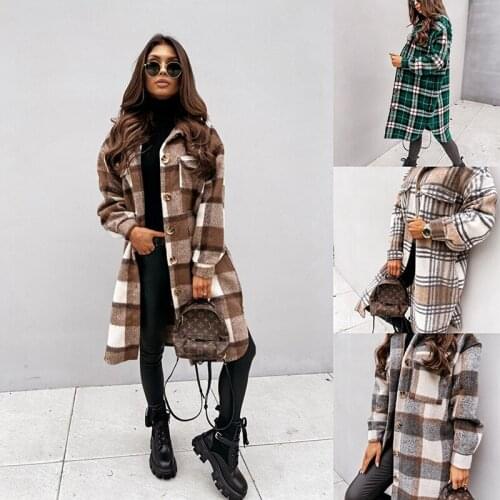 European and American womens station Plaid printed tweed coat Women coat fall clothes for women coat women