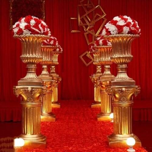 Gold White Plastic Roman Columns Road Cited For Wedding Favors Party Decorations Hotels Shopping Malls Opened Welcome Road Lead