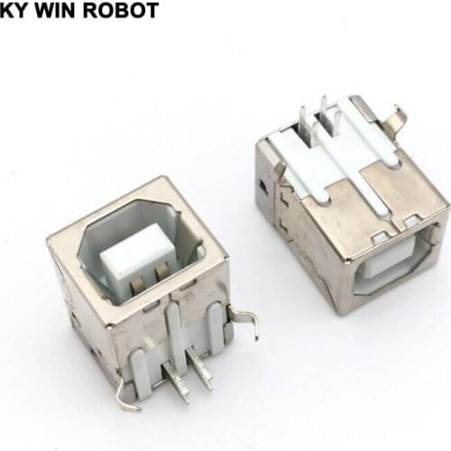 10Pcs Square USB socket usb B Type Female 90 degree PCB welding parent Connector For Printer Data