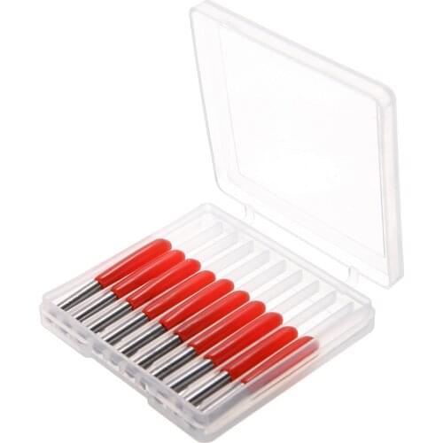 10Pcs 3.175mm V-shape Carbide Flat Bottom PCB Engraving Bits CNC Router Tool 20 Degree 0.2mm End Milling Cutter