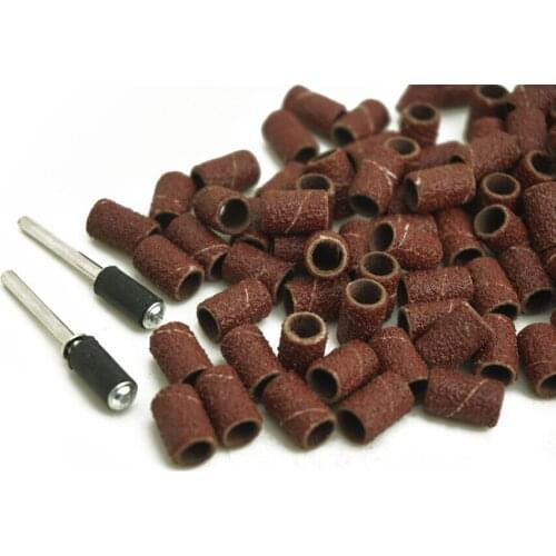 100pcs 6.5mm Sanding Bands Sleeves & 2Pcs Mandrels For Dog Nail Art Pedicure