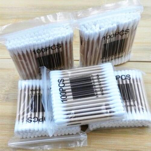 100pcs/bag Disposable Baby Cotton Swabs Makeup Cosmetic Tips for Girls Medical Stick Rod Cotton Bud Cotton Applicator Bar