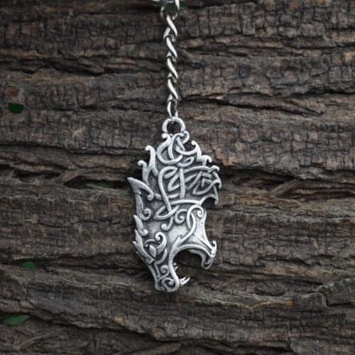 12pcs Vintage Howling Wolf Keychain Viking Punk Keyring for Men Women