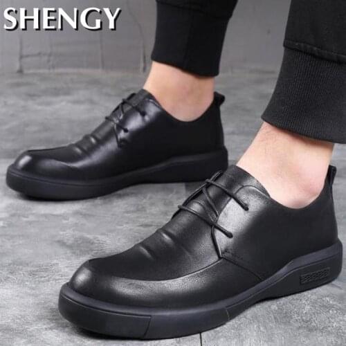 2020 Mens High Quality Dress Shoes PU Leather Platform Office Formal Man Shoes British Style Male Business Shoes Breathe Sneaker