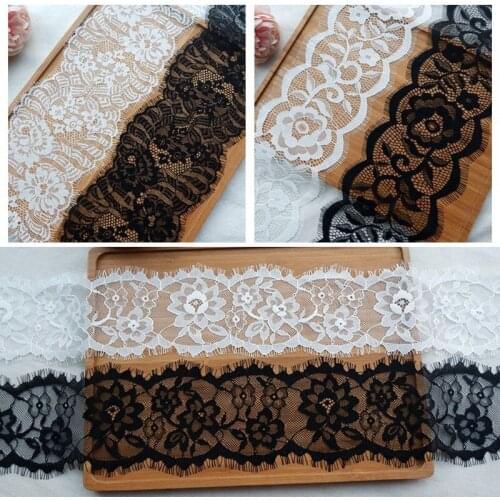 3Meters Black White Lace Trim Sewing Accessories Eyelash Lace Ribbon For Dress wedding Party Decoration 3 Options