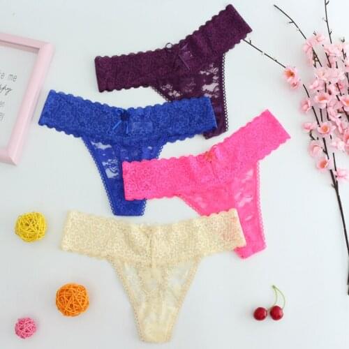 3pcs/Lot Sexy Women G String Lace Solid Panties Female Underwear Tanga Briefs Low-Rise Lingerie Panty Intimates Thong