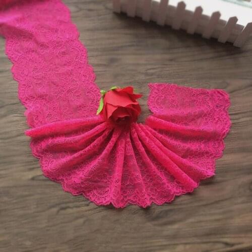 5meters Fushcia Lace Elastic Stretch Lace Trim wedding dress skirt lace trim Stretch Floral Lingerie Headband DIY Lace