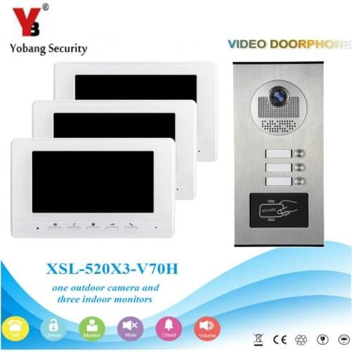 6 Units Apartment Wired Network Cable Video Door Phone Doorbell Intercom System 7 Inch Monitor RFID Access Unlock Door Intercom