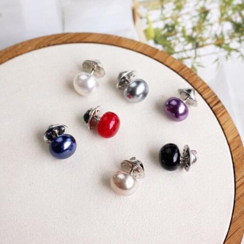 6pcs Button Brooch Set Imitation Pearl Rhinestones Pin Coat Clothes Accessories Gift Prevent Exposure Brooches For Women Decor