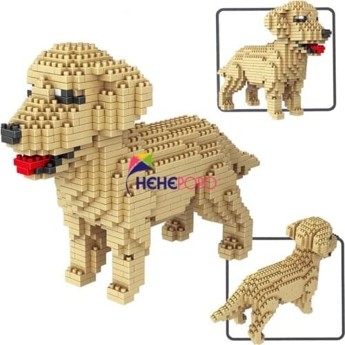 950pcs+ 6618-6 Golden Retriever Block Dog Pets Building Block Mini Bricks Model Cute Assemble Diy Model Toys for Children Gifts