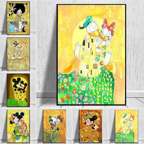 DIY 5D Diamond Painting Disney Mickey And Minnie Gustav Klimt Style Poster Abstract Wall Art Cuadros for Kids Home Decoration