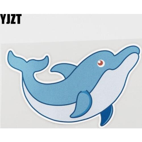 YJZT 14.7CMX8.9CM Blue Dolphin Fish Car Sticker Individualization Pvc Decal 6A-0150