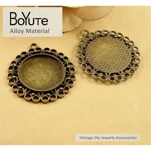 BoYuTe (20 Pieces/Lot) 25MM Antique Bronze Plated Metal Cameo Cabochon Settings Bezel Pendant Diy Jewelry Making Accessories