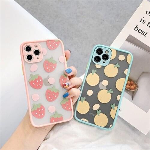 Cute Peach Case for IPhone 7 8 Plus 11 Pro Max X XS Max XR 6s SE2 Transparent Soft TPU Bumper Cover Lemon Strawberry Case Cover