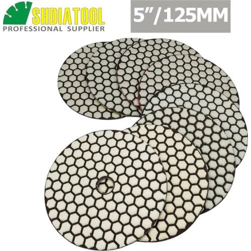 SHDIATOOL 10 Sets (80pcs) 5" Diamond Dry Polishing Pads Wholesale Prices Very Good Quality Sanding Disc For Granite Marble Stone