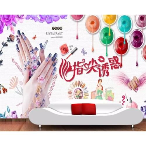 Beibehang custom size European and American fashion silk wallpaper cosmetics nail shop related background 3d wallpaper