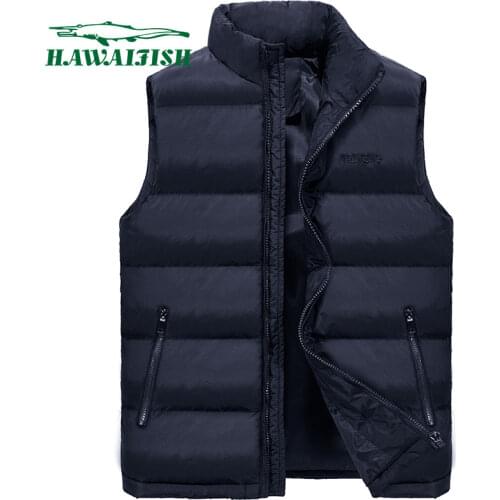Hawaifish brand mens Vest autumn and winter cotton Korean fashion jacket mens loose style handsome thickened Sleeveless jacket