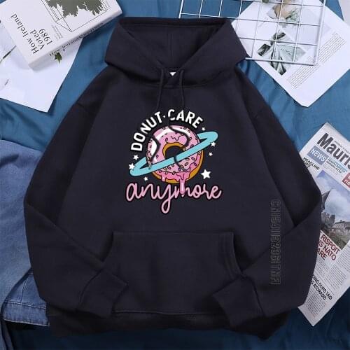 Donut Care Mararon Cute Graphic Women Hoody Harajuku Vintage Hoodies Printed Hip Hop Oversized Hoodie Fashion Female Streetwear