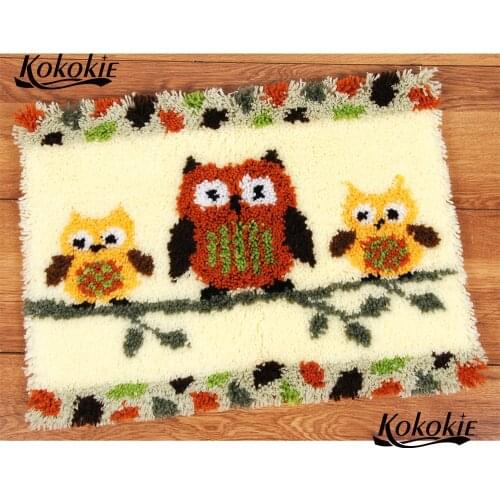 Owl family latch hook kit rug canvas printing vloerklee latch hook crochet tapis diy carpet embroidery accessories tapestry kits