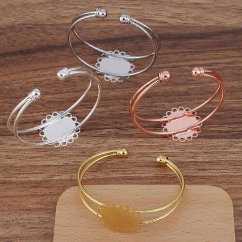 20pcs 20mm Lace Flat Glue Pad Tray Bangle Base Bracelet Blanks Bezel Brass Cuff Bracelet Setting Cabochon Cameo