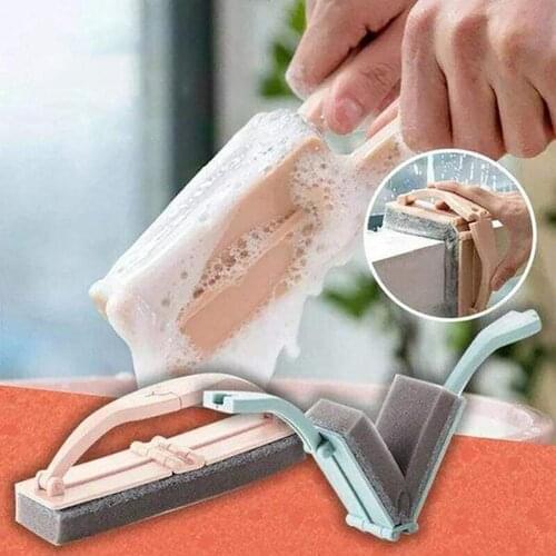 Kitchen Multipurpose Folding Handle Brush Sponge Window Glass Tile Cleaning Tool for Kitchen Dining Bar Kitchen Tools Gadgets