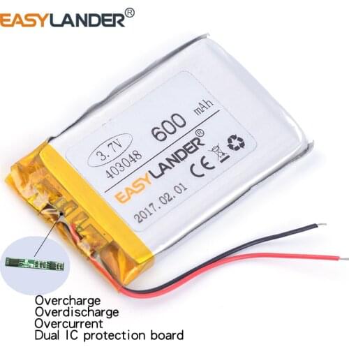 403048 3.7V 600mAh Rechargeable li Polymer Li-ion Battery For mp4 mp5 phone speaker recorder DVR GPS small toys 043048 403050