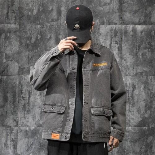 Fashion Mens Jeans Slim Fit MENS Jacket Jeans Coat Ins Tide Brand Plus Fat Plus Size Fat Retro Denim Jacket Mens Overcoat