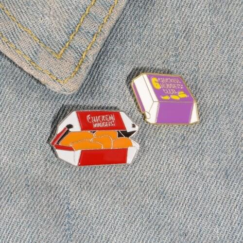 Cartoon Fun Food Burger Fried Chicken Club Enamel Brooch Custom Alloy Badge Clothes Bag Pin Fashion Woman Jewelry Accessories