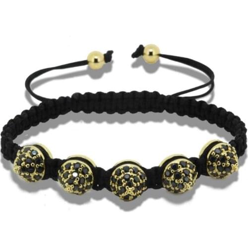 Anil Arjandas Fashion Men Black Bracelet Pave Setting Black CZ Charm Connector Beaded Braiding Men Macrame Bracelet Jewelry