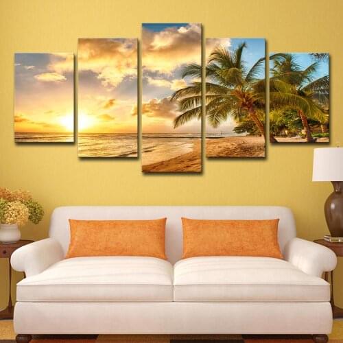 5pcs set 5d DIY Diamond Painting Cross Stitch Tropical seaside landscape Mosaic diamond round,Diamond Embroidery Crafts