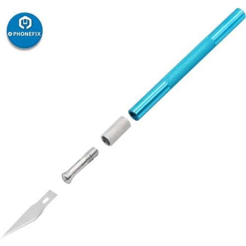 Non-slip Metal Scalpel Knife Tools Kit Engraving Craft Knives with 5pcs Blades Mobile Phone PCB IC Chip Remover Tool Set