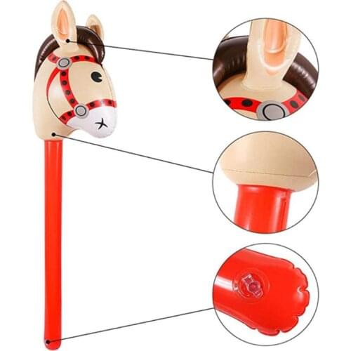 Inflatable Horse Heads Cowgirl Stick PVC Balloon Outdoor Educational Toys Gifts 63HE
