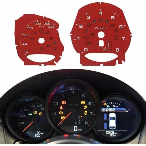 Dashboard Panel Gauge Faces Overlay For Porsche 981 982 (718) Boxster/Cayman/Macan Instrument Cluster 280KM/H White Yellow Red